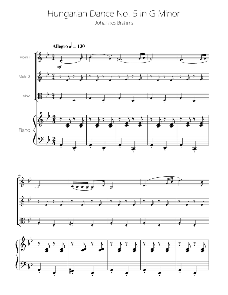 Hungarian Dance No. 5 - String Trio String Trio scores gallery preview page 1