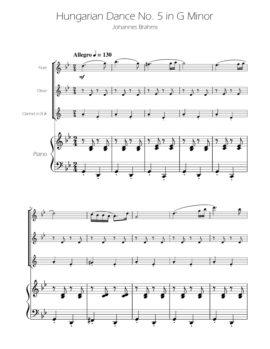 Hungarian Dance No. 5 - Woodwind Trio Woodwind Trio scores gallery preview page 1