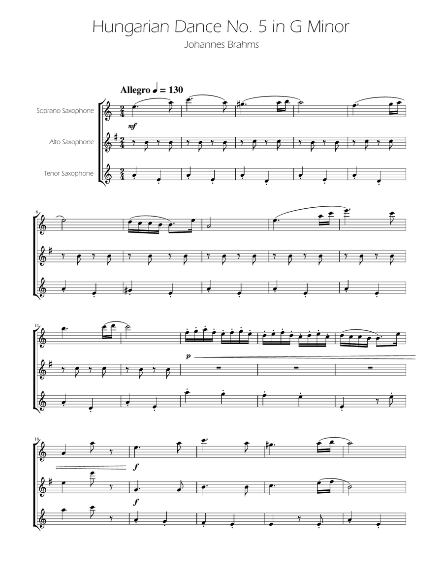 Hungarian Dance No. 5 - Sax SAT Trio SAT scores gallery preview page 1
