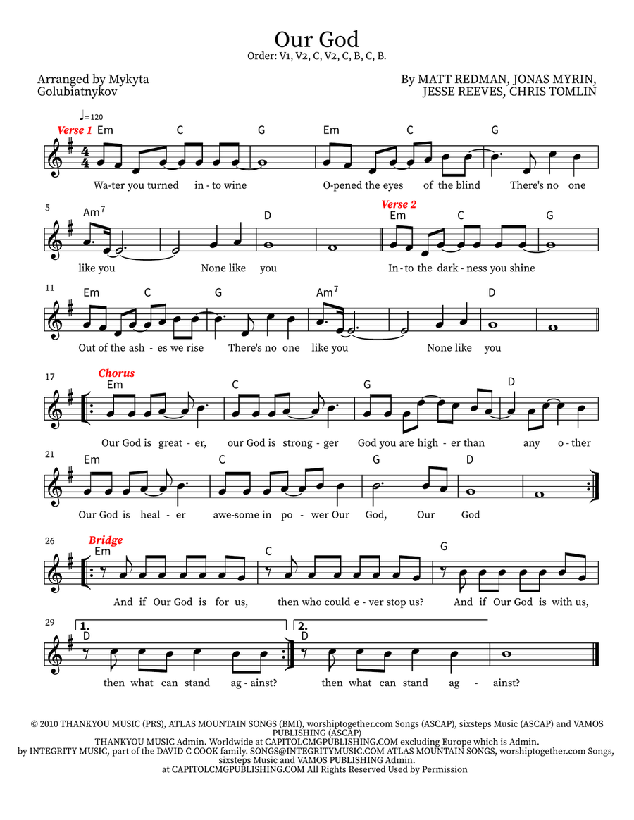 Our God Our God Piano scores gallery preview page 1