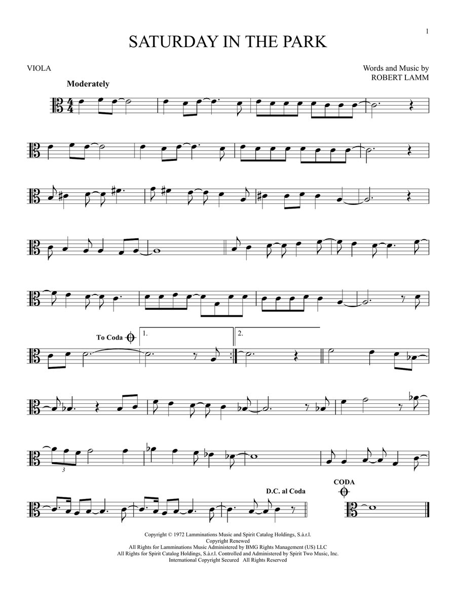 Saturday In The Park Saturday In The Park Viola Solo scores gallery preview page 1