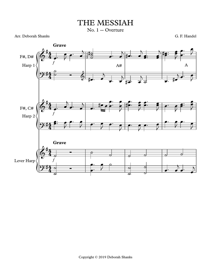 Messiah Overture for 3 harps Small Ensemble scores gallery preview page 2