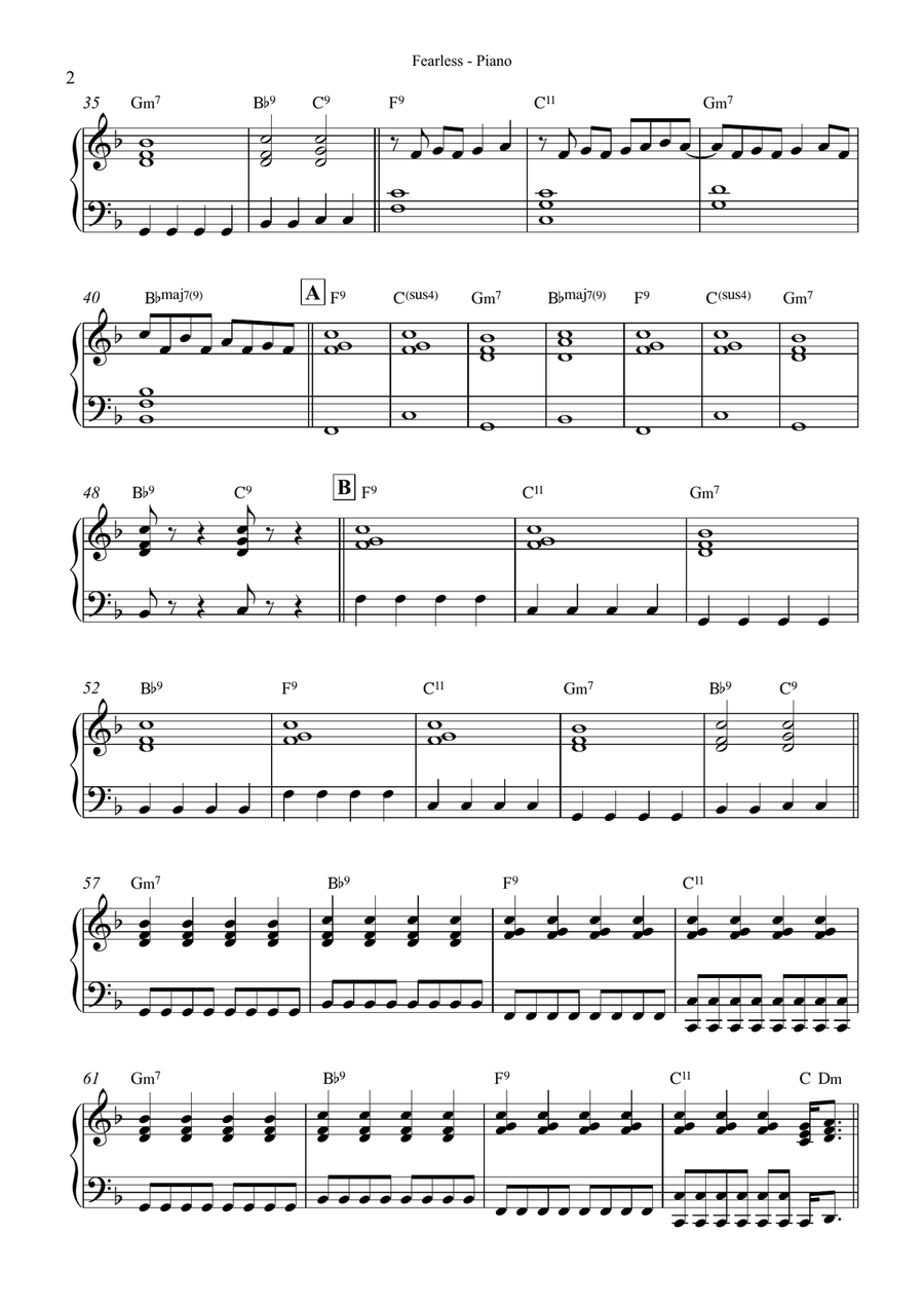 Fearless Fearless Easy Piano scores gallery preview page 2