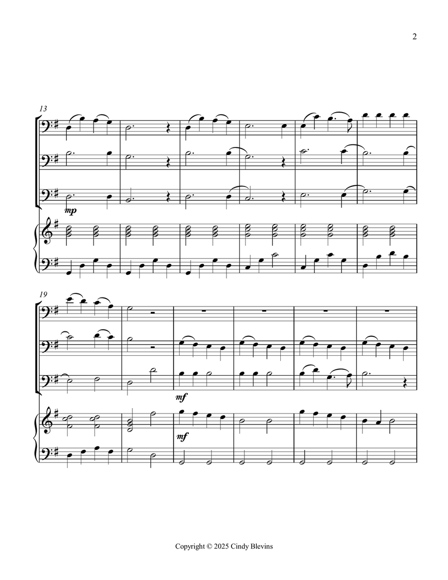 Jingle Bells, for Three Trombones and Piano Trombone Trio scores gallery preview page 3