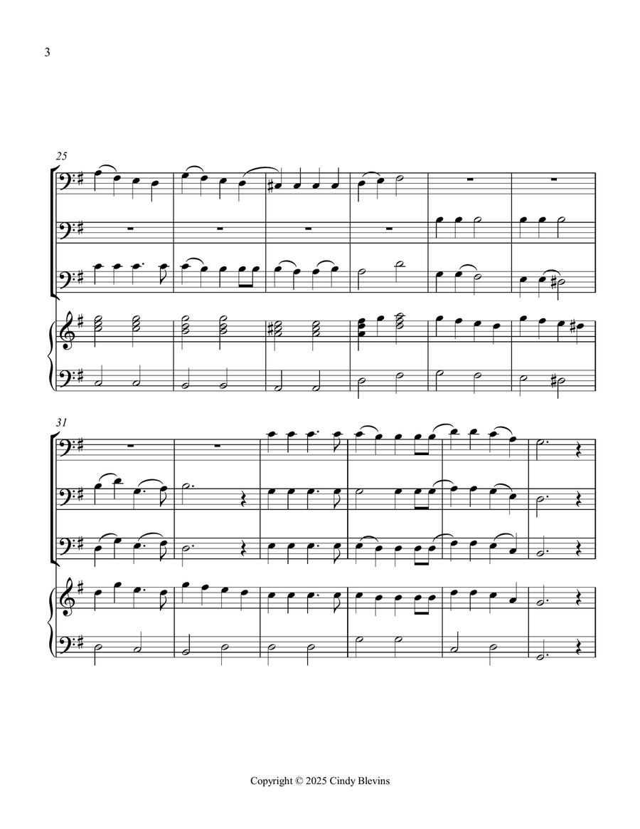 Jingle Bells, for Three Trombones and Piano Trombone Trio scores gallery preview page 4