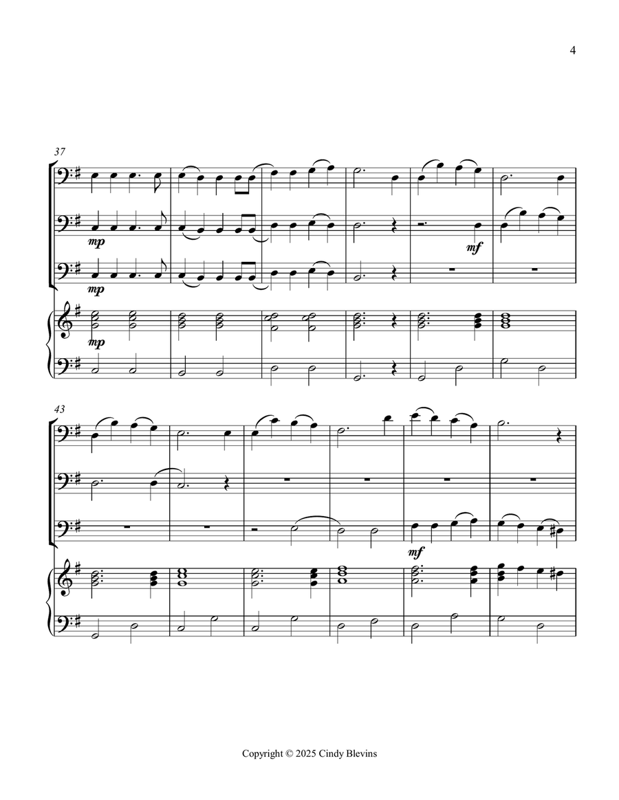 Jingle Bells, for Three Trombones and Piano Trombone Trio scores gallery preview page 5