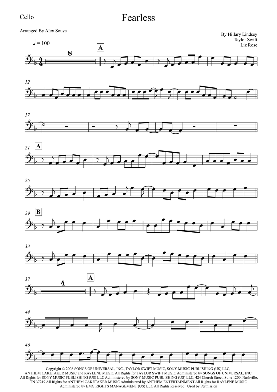 Fearless Cello Solo scores gallery preview page 1