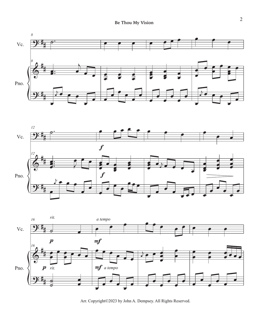 Be Thou My Vision (in D Major): Cello and Piano Piano scores gallery preview page 6