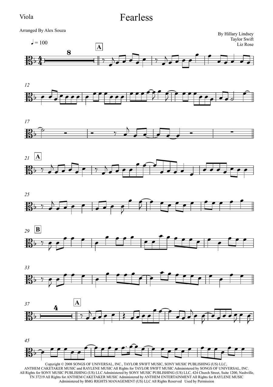 Fearless Fearless Viola Solo scores gallery preview page 1