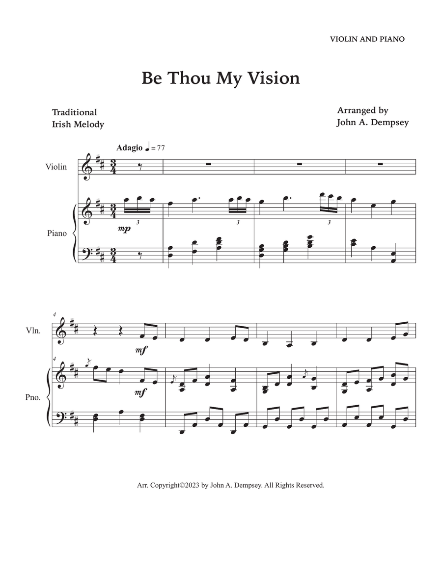 Be Thou My Vision (Violin and Piano) Violin Solo scores gallery preview page 5