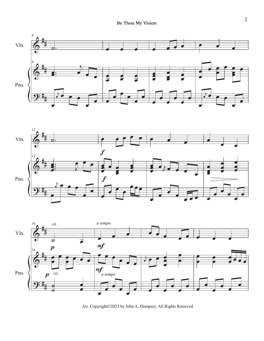 Be Thou My Vision (Violin and Piano) Violin Solo scores gallery preview page 6