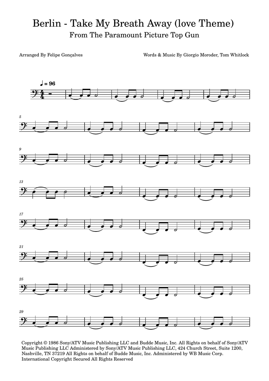 Take My Breath Away (Love Theme) Acoustic Guitar scores gallery preview page 1