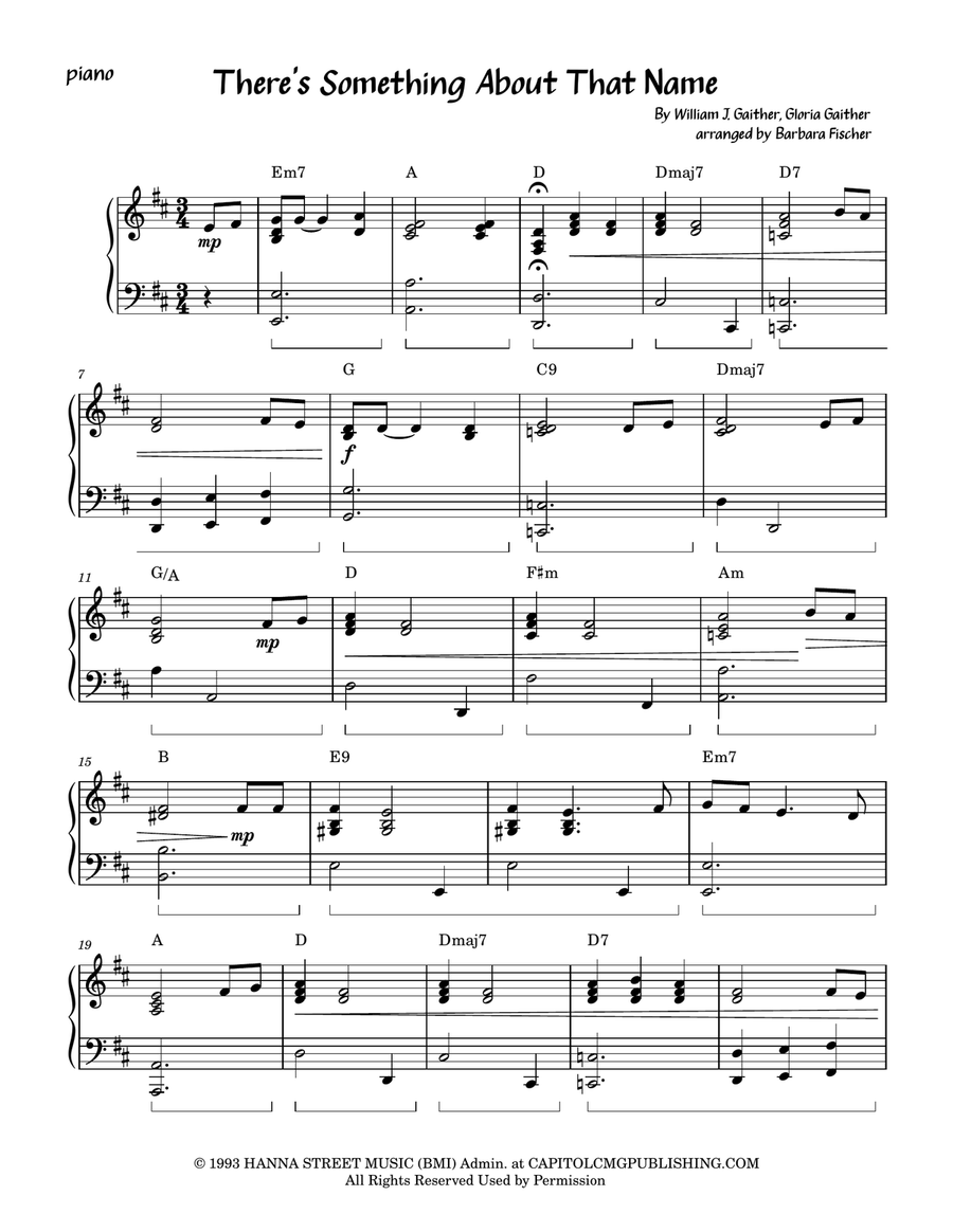 There's Something About That Name Piano Solo scores gallery preview page 1