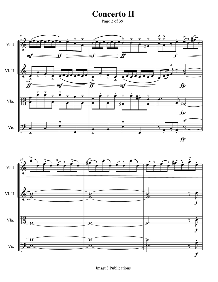 Bach: Concerto No. 2 BWV 593 for String Quartet - Score Only String Quartet scores gallery preview page 2