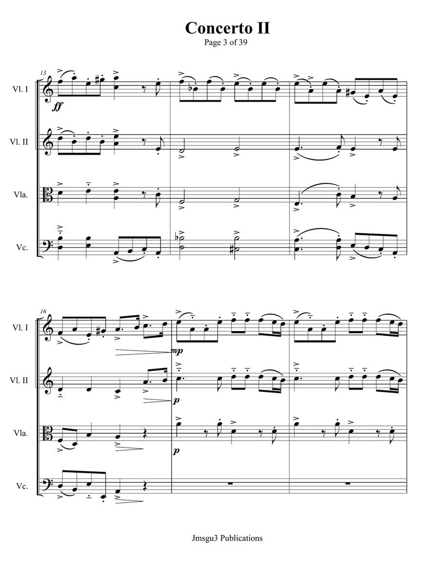 Bach: Concerto No. 2 BWV 593 for String Quartet - Score Only String Quartet scores gallery preview page 3
