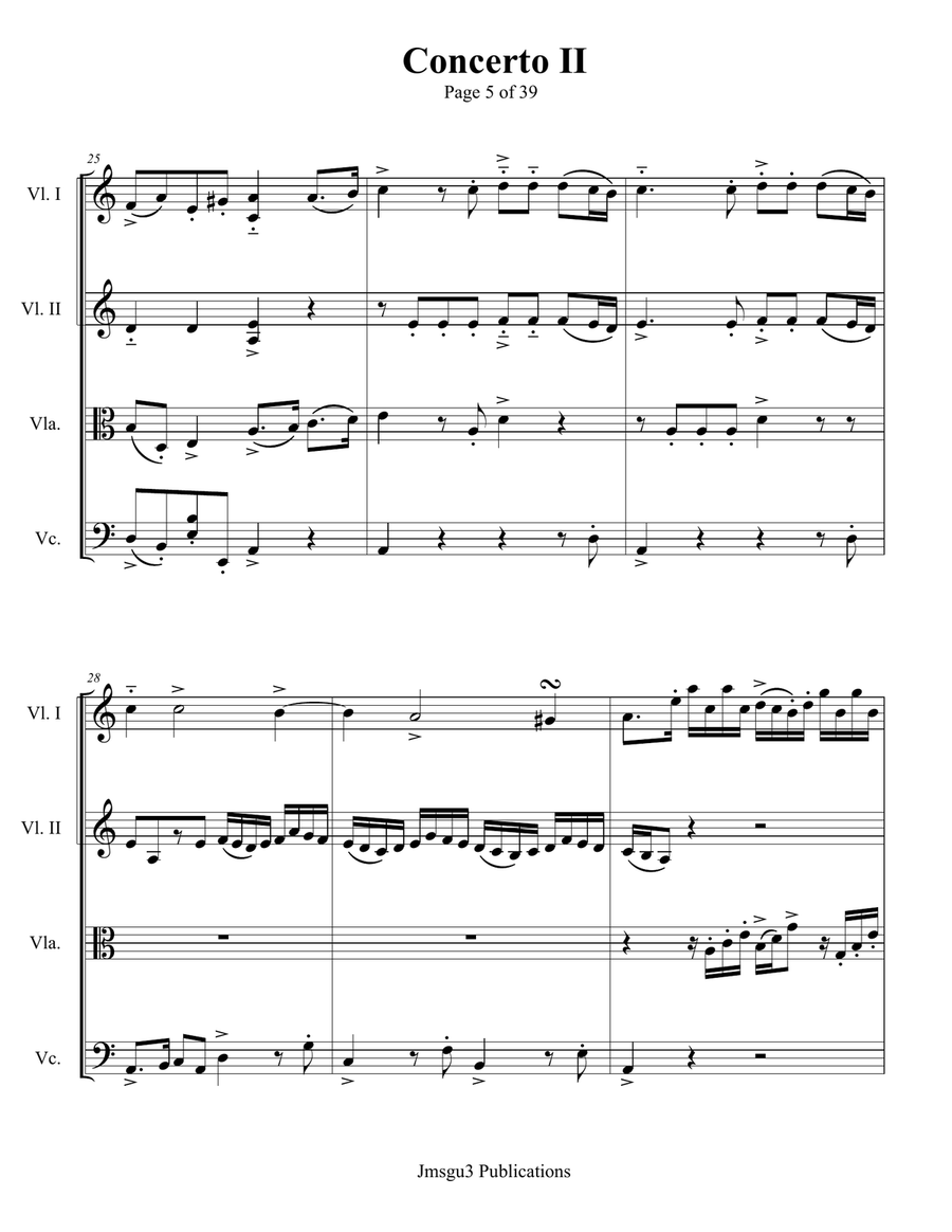 Bach: Concerto No. 2 BWV 593 for String Quartet - Score Only String Quartet scores gallery preview page 5
