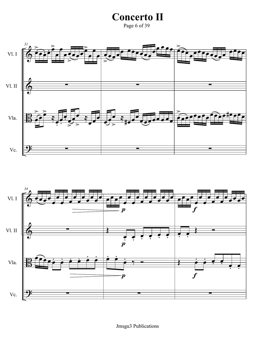 Bach: Concerto No. 2 BWV 593 for String Quartet - Score Only String Quartet scores gallery preview page 6