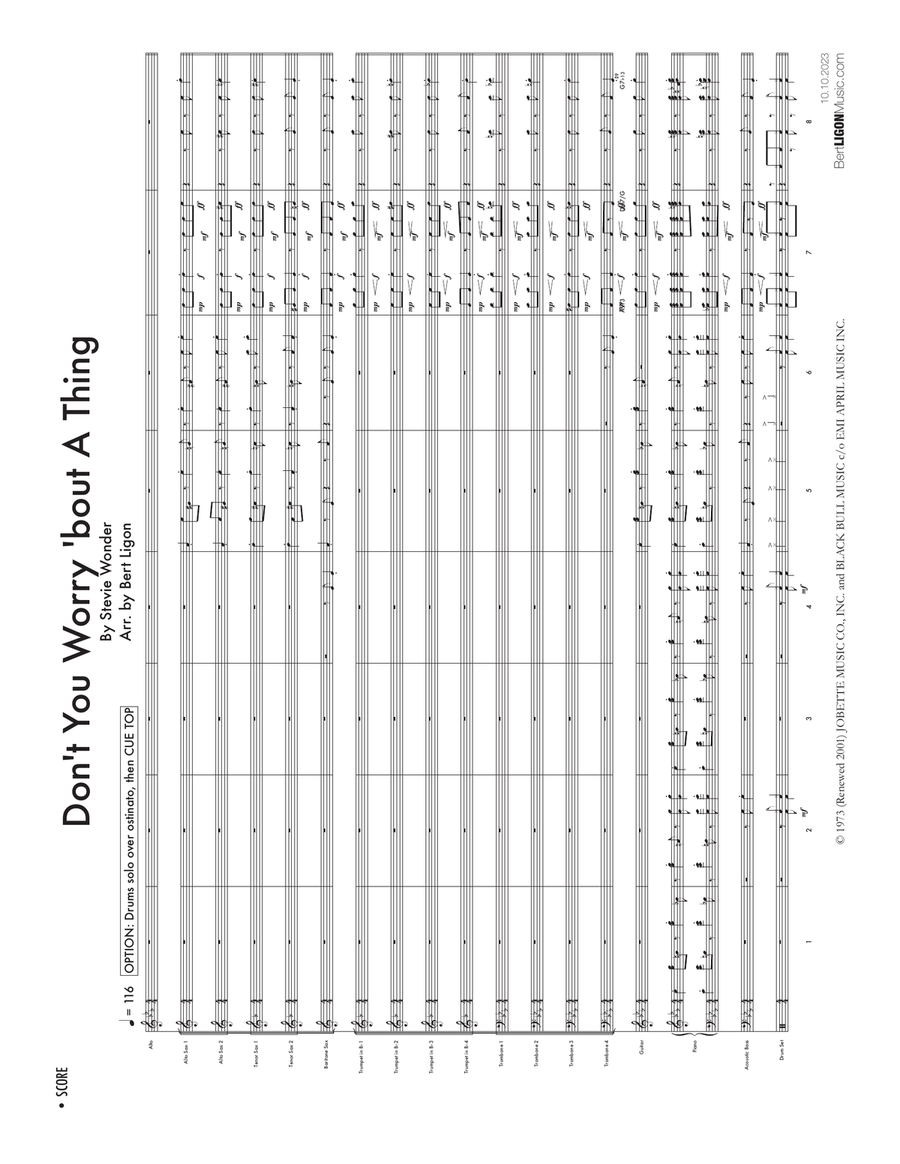 Don't You Worry 'bout A Thing Jazz Ensemble scores gallery preview page 1