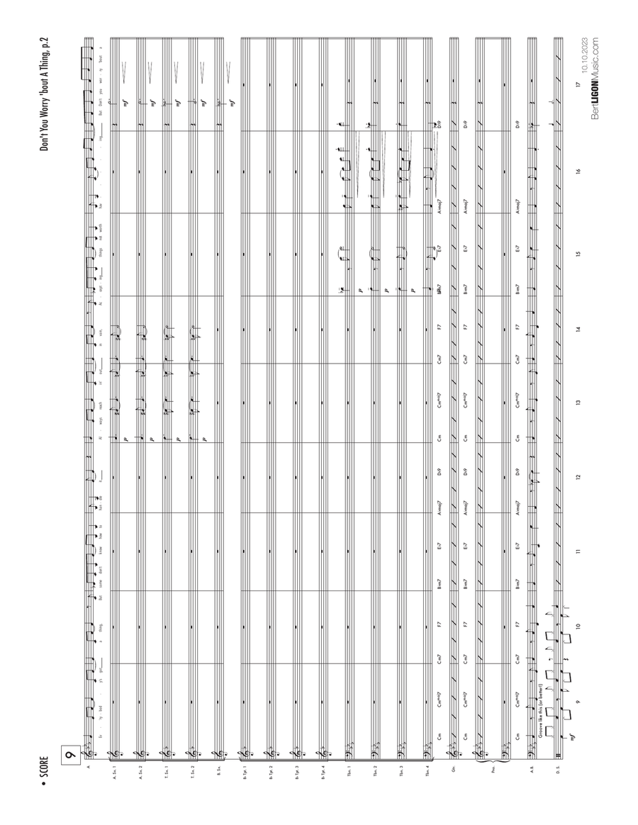 Don't You Worry 'bout A Thing Jazz Ensemble scores gallery preview page 2
