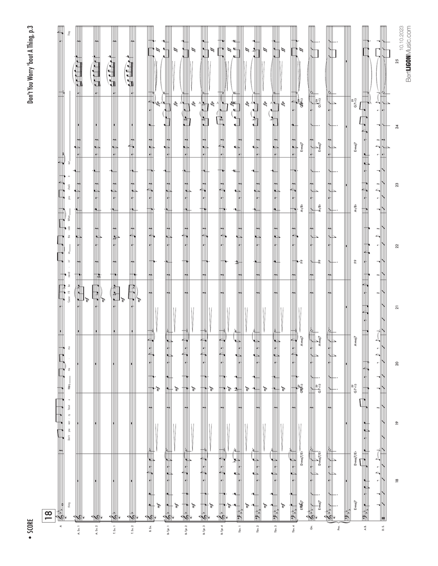 Don't You Worry 'bout A Thing Jazz Ensemble scores gallery preview page 3