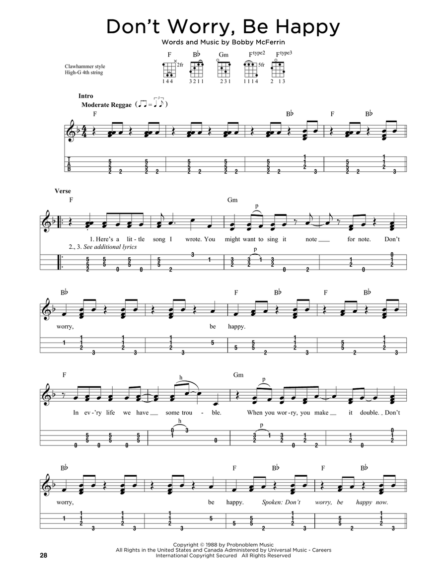 Don't Worry, Be Happy (arr. Jim Schustedt) Ukulele scores gallery preview page 1
