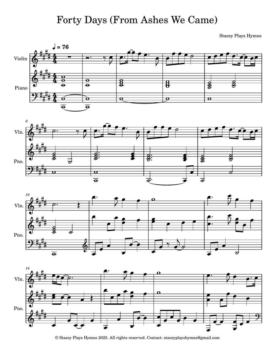 Forty Days (From Ashes We Came) - Violin Solo for Lent and Ash Wednesday Violin Solo scores gallery preview page 2
