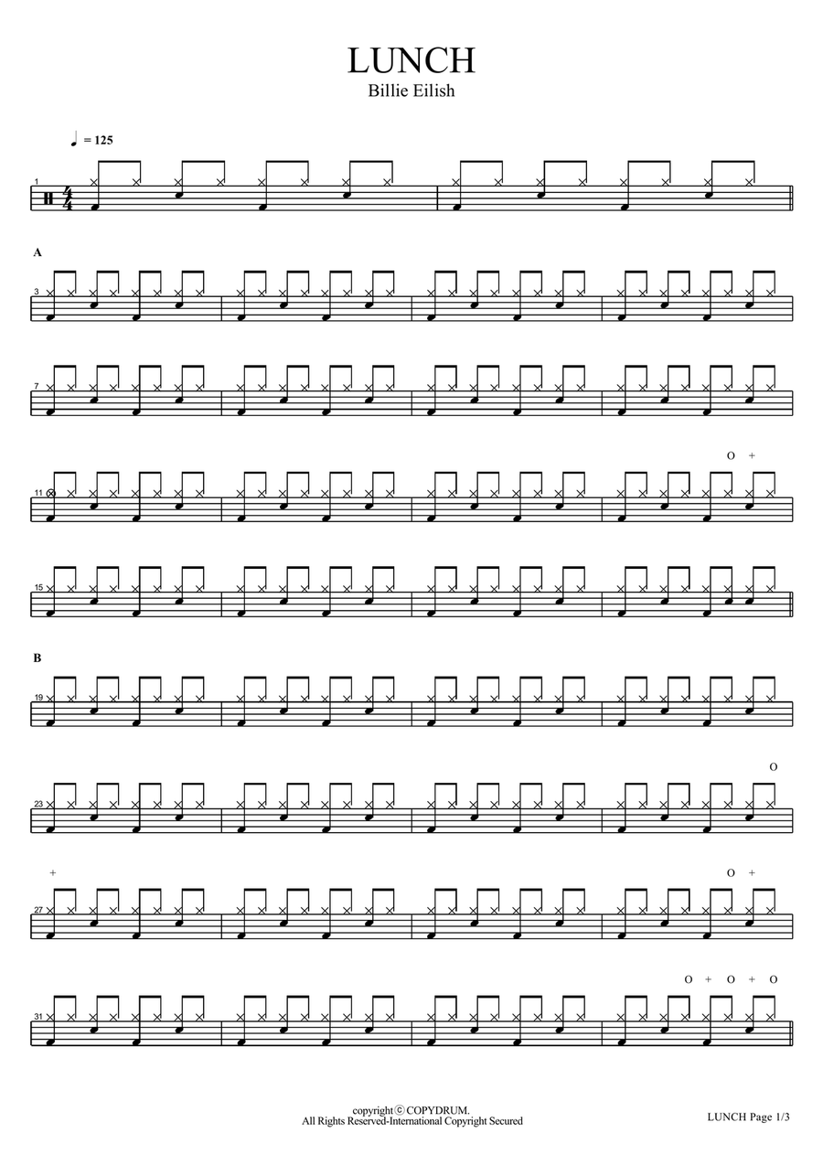 Lunch Lunch Drum Set scores gallery preview page 1