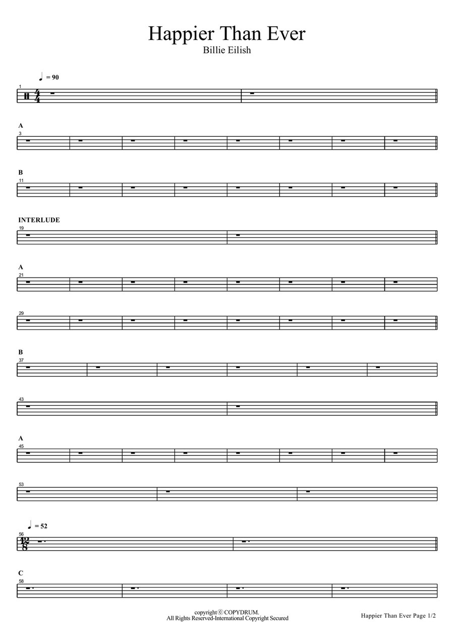 Happier Than Ever Happier Than Ever Drum Set scores gallery preview page 1