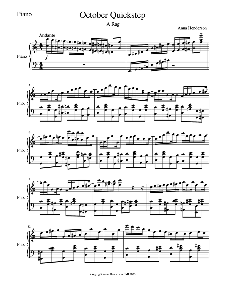 October Quickstep October Quickstep Piano Solo scores gallery preview page 1
