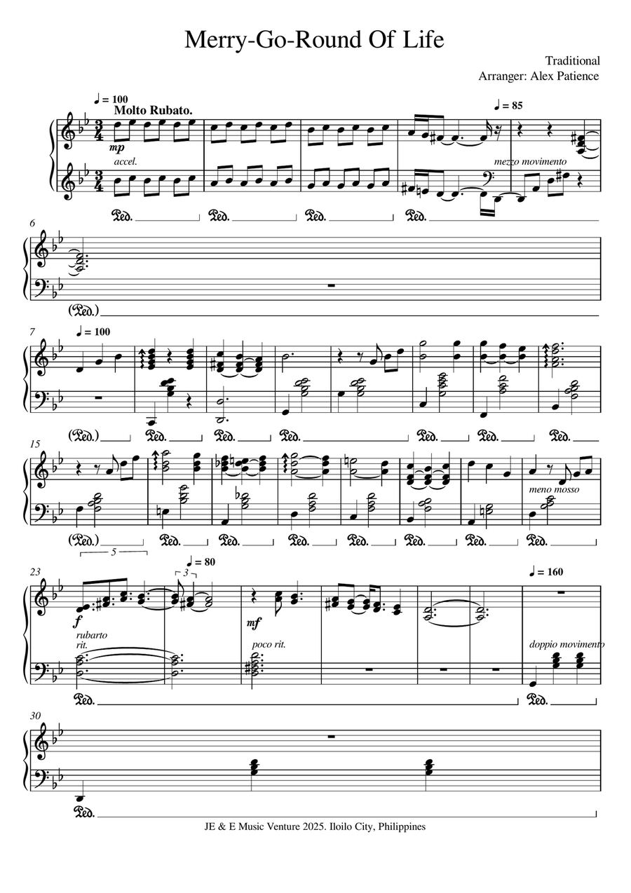 Merry Go Round of Life Merry Go Round of Life Piano Solo scores gallery preview page 1