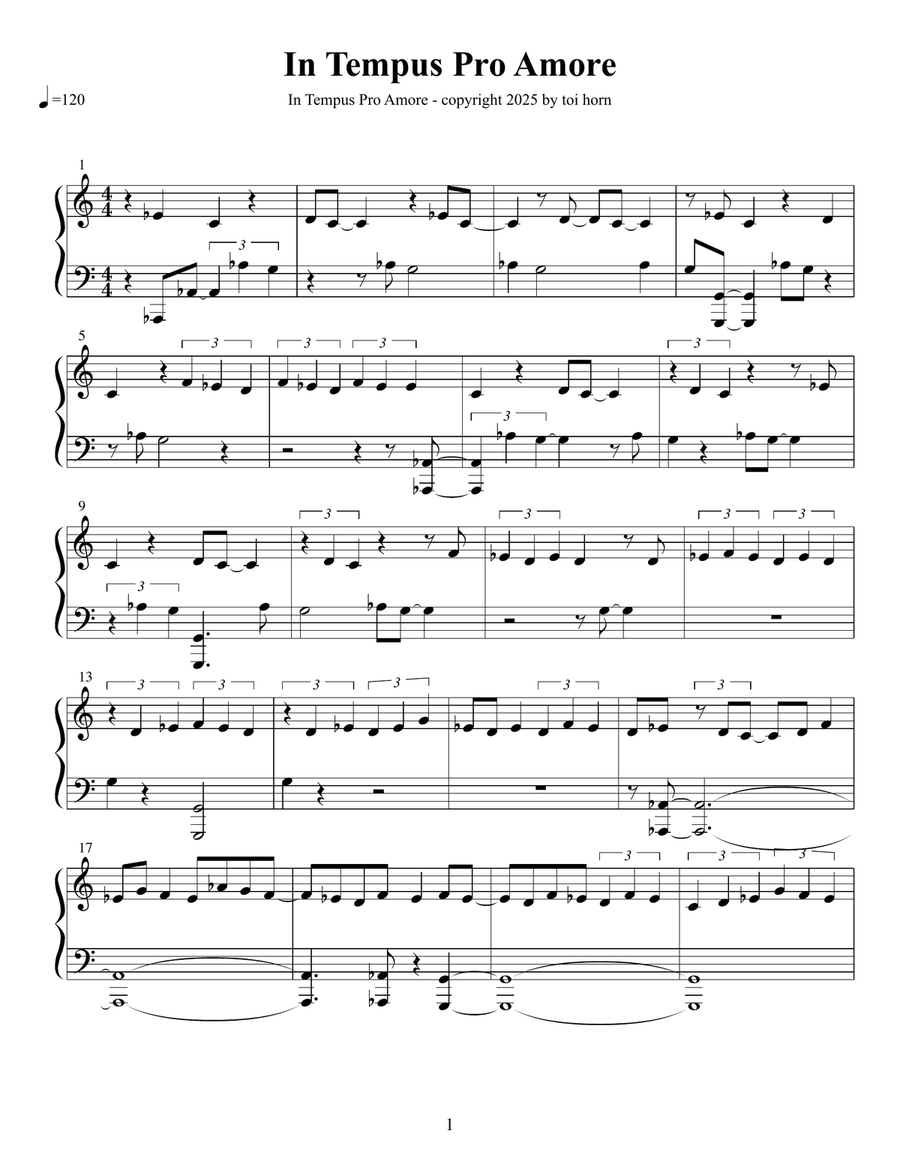 In Tempus Pro Amore In Tempus Pro Amore Piano Solo scores gallery preview page 1