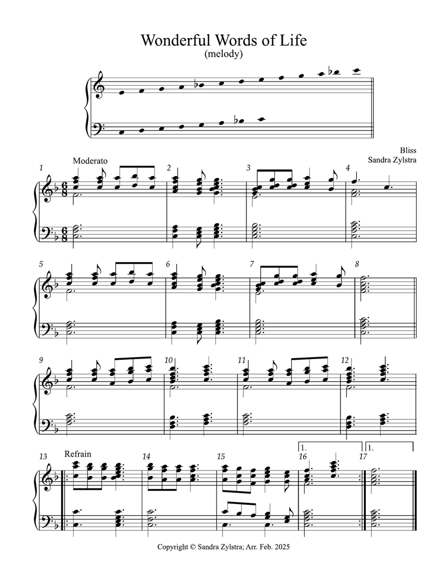 Wonderful Words of Life (3 octave handbells) 3-Octaves scores gallery preview page 1