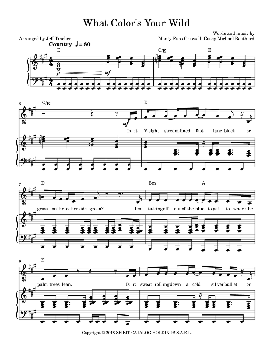 What Color's Your Wild What Color's Your Wild Piano, Vocal scores gallery preview page 2