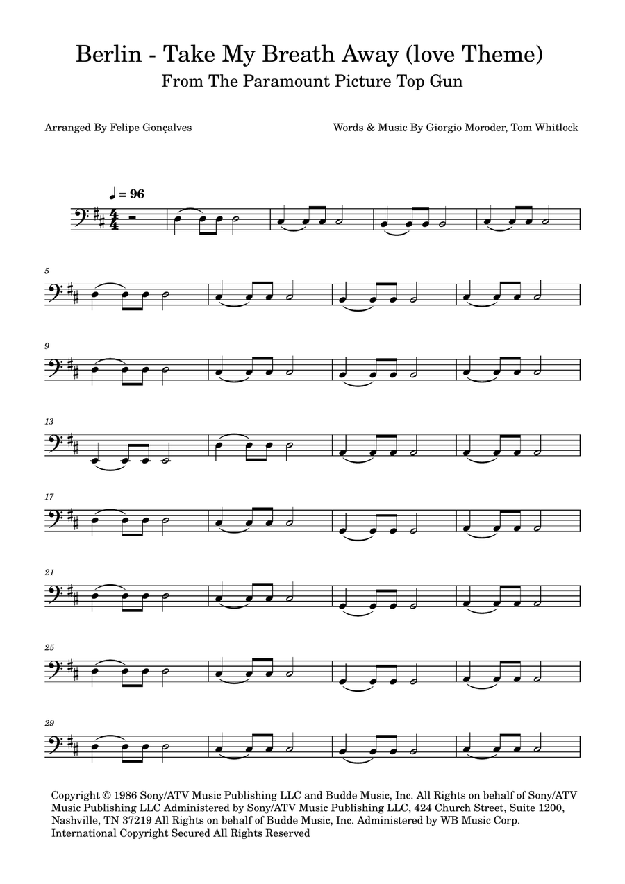 Take My Breath Away (Love Theme) Acoustic Guitar scores gallery preview page 1