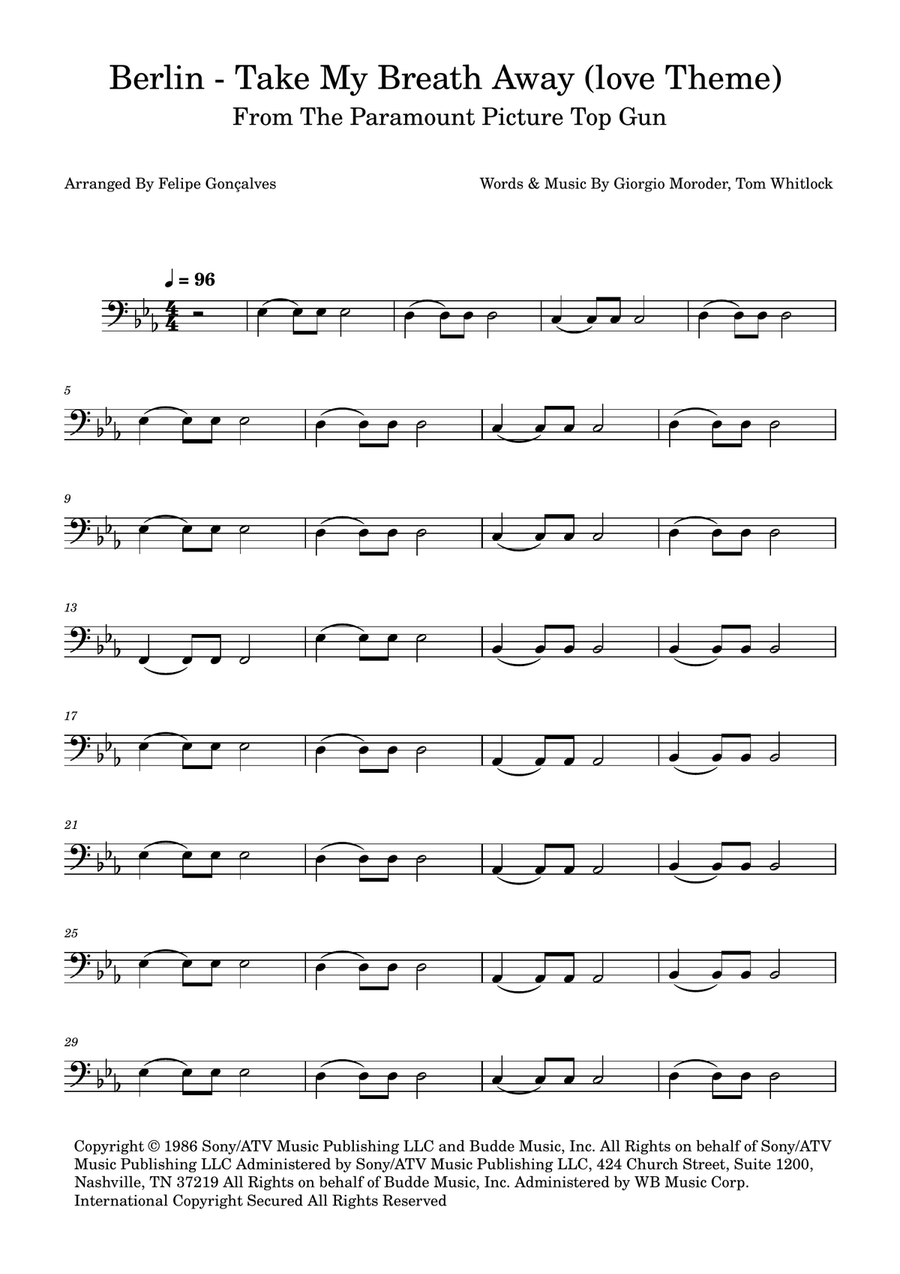 Take My Breath Away (Love Theme) Acoustic Guitar scores gallery preview page 1