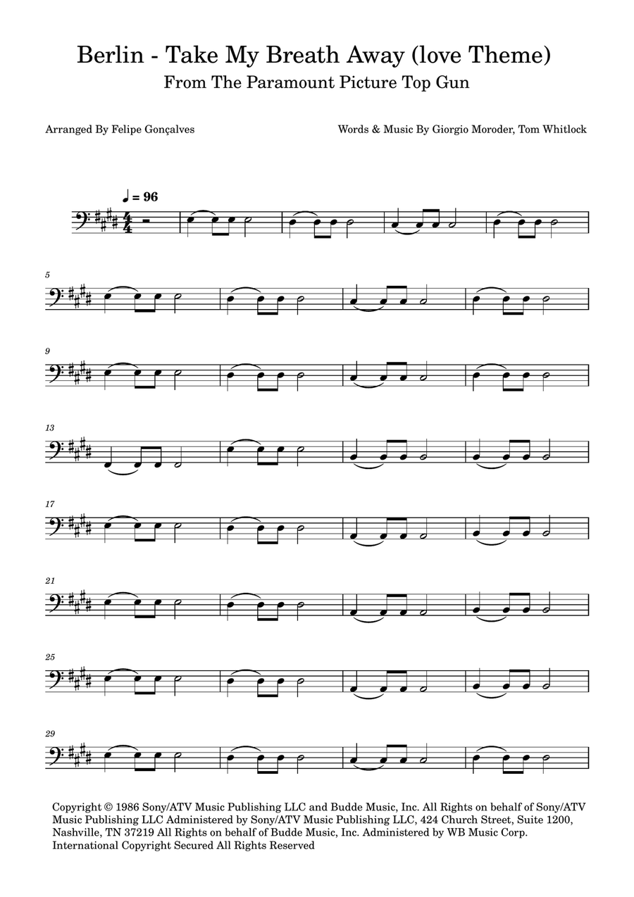 Take My Breath Away (Love Theme) Acoustic Guitar scores gallery preview page 1