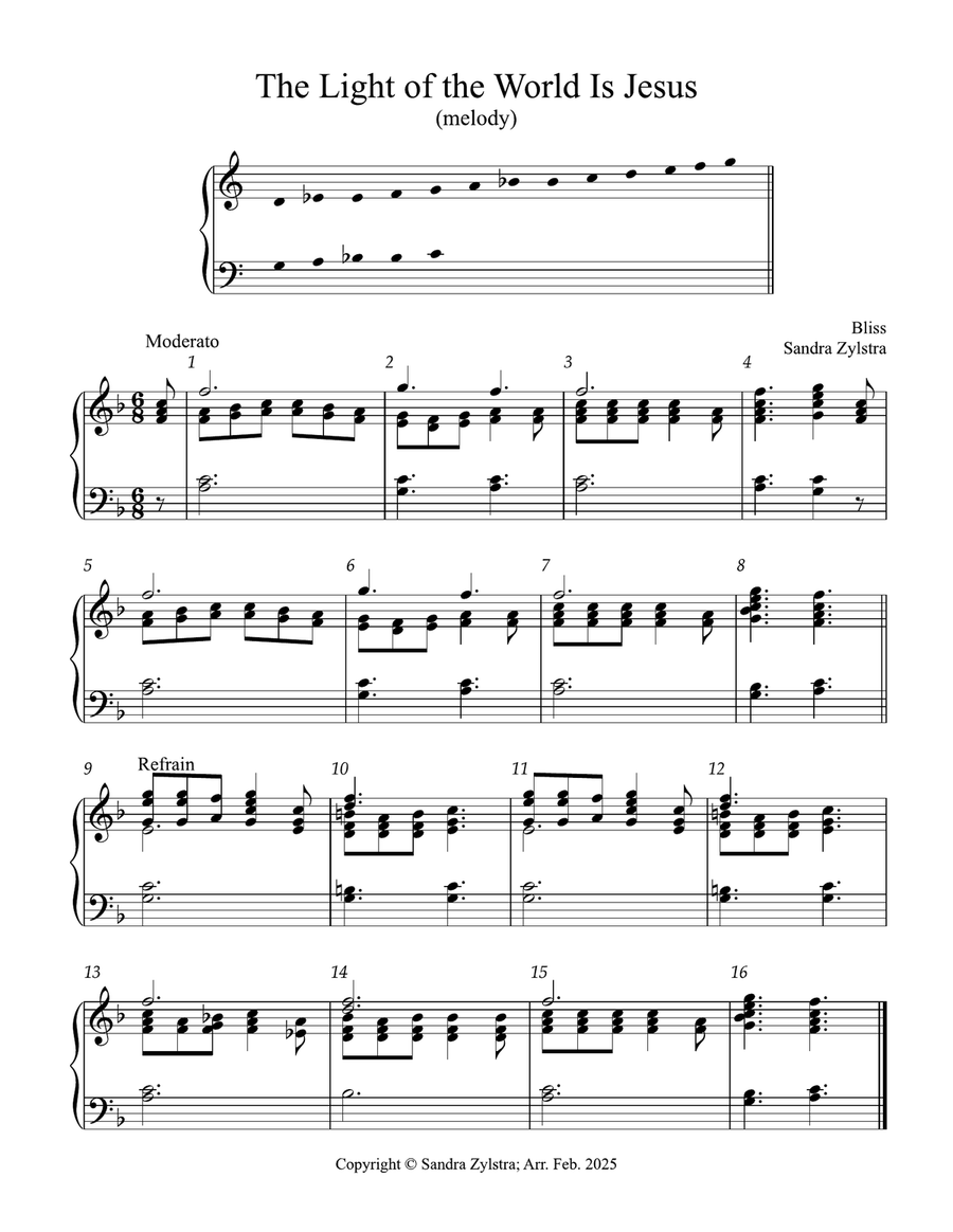 The Light of the World Is Jesus (2 octave handbells) 2-Octaves scores gallery preview page 1