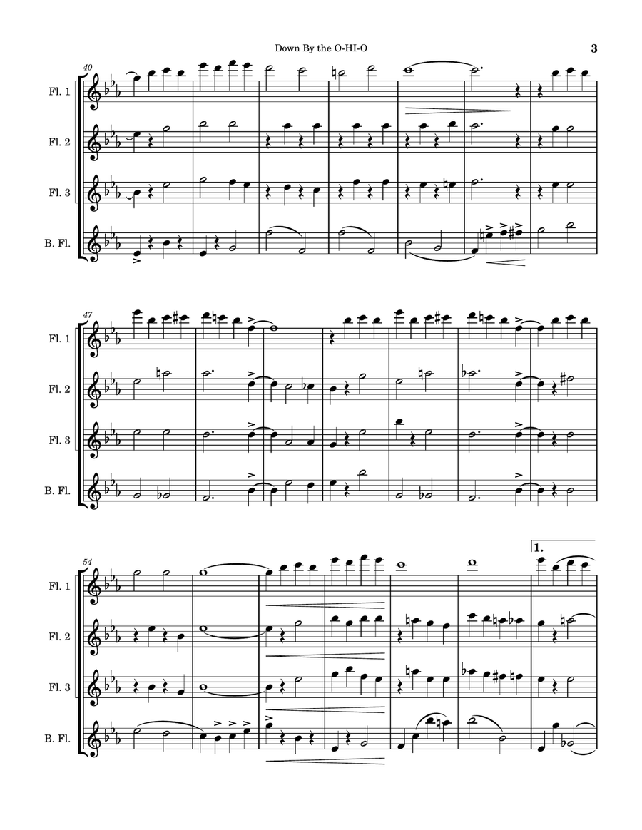 Down By the O-HI-O Down By the O-HI-O Flute Quartet scores gallery preview page 3