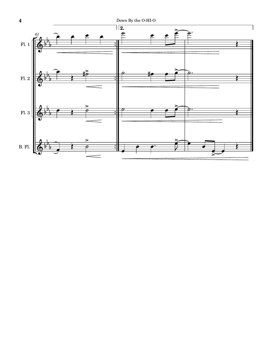 Down By the O-HI-O Down By the O-HI-O Flute Quartet scores gallery preview page 4