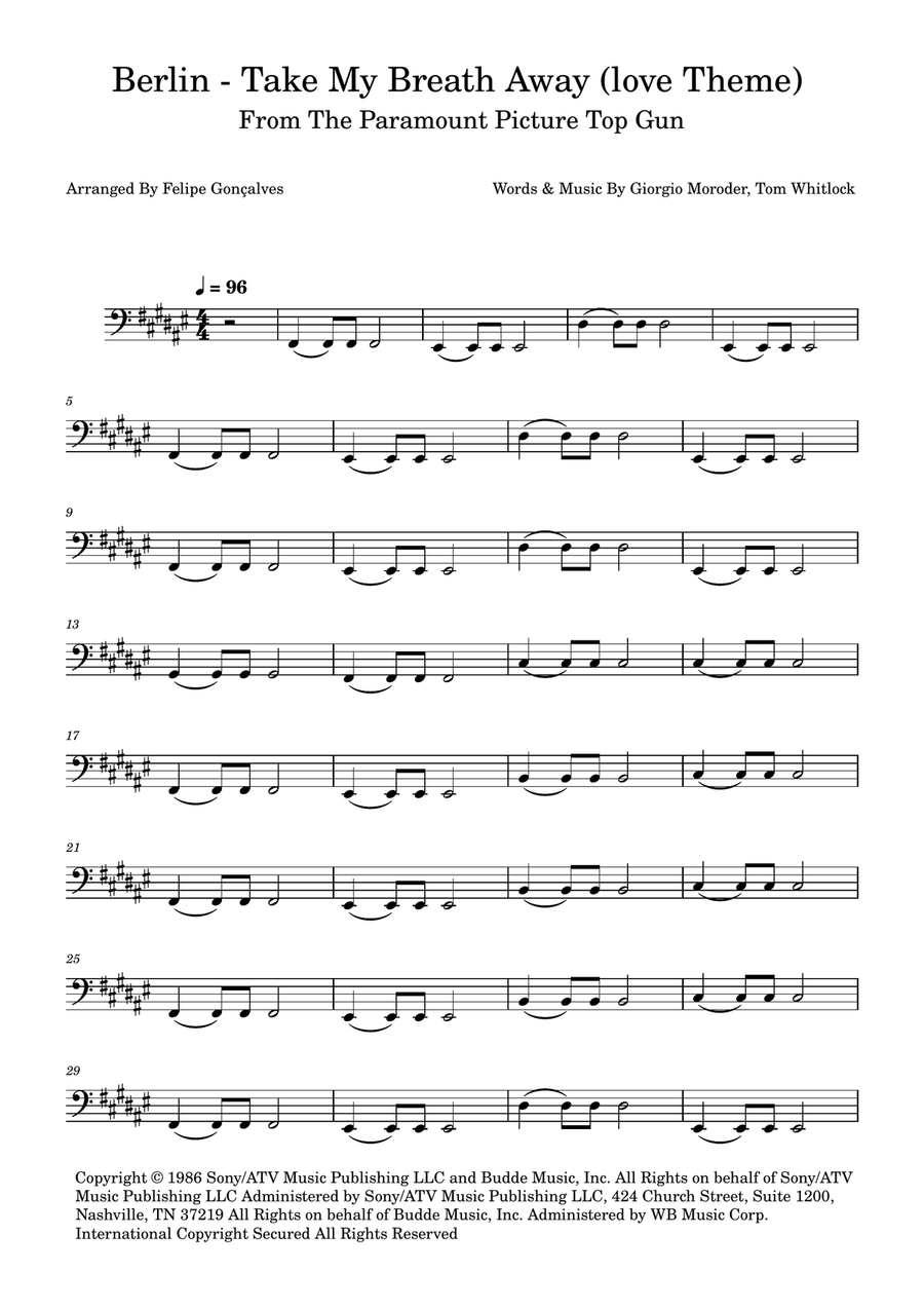 Take My Breath Away (Love Theme) Acoustic Guitar scores gallery preview page 1