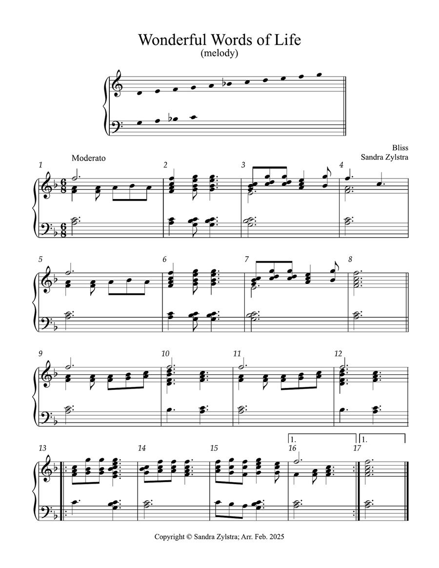 Wonderful Words of Life (2 octave handbells) 2-Octaves scores gallery preview page 1