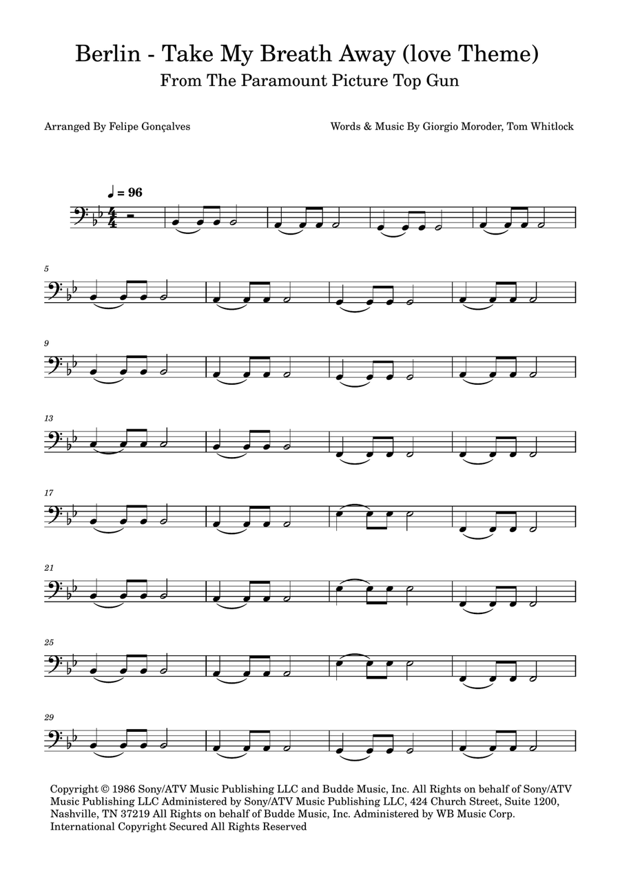 Take My Breath Away (Love Theme) Acoustic Guitar scores gallery preview page 1