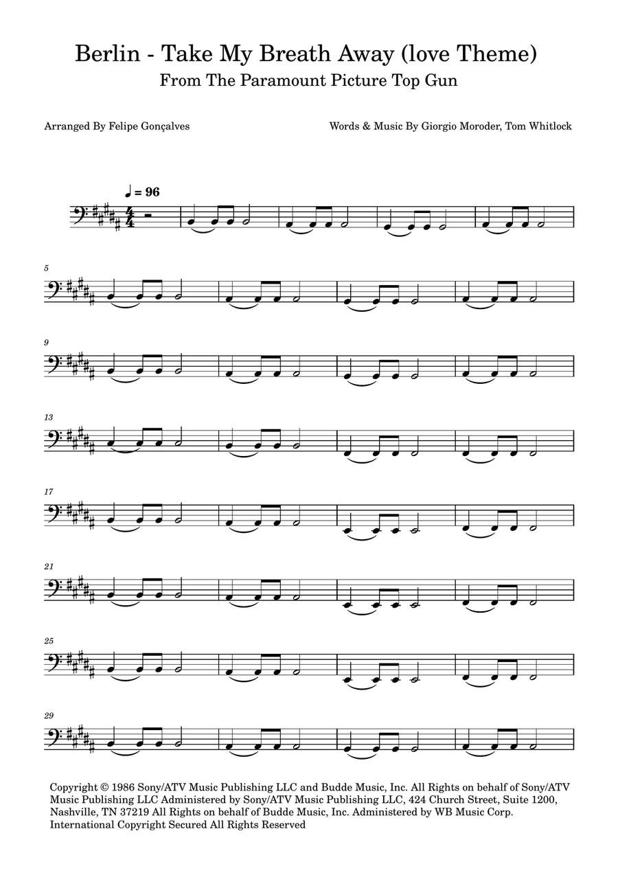 Take My Breath Away (Love Theme) Acoustic Guitar scores gallery preview page 1