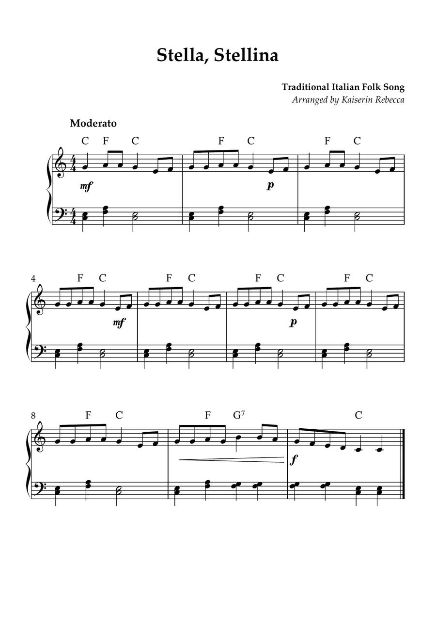 Stella, Stellina Stella, Stellina Piano Method scores gallery preview page 1
