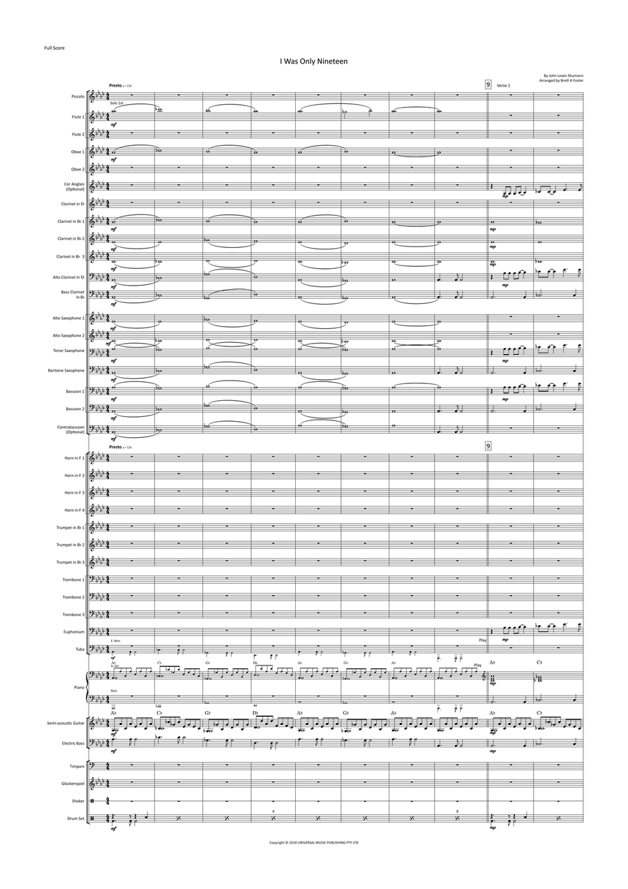 I Was Only 19 (A Walk In The Green Light) Concert Band scores gallery preview page 2