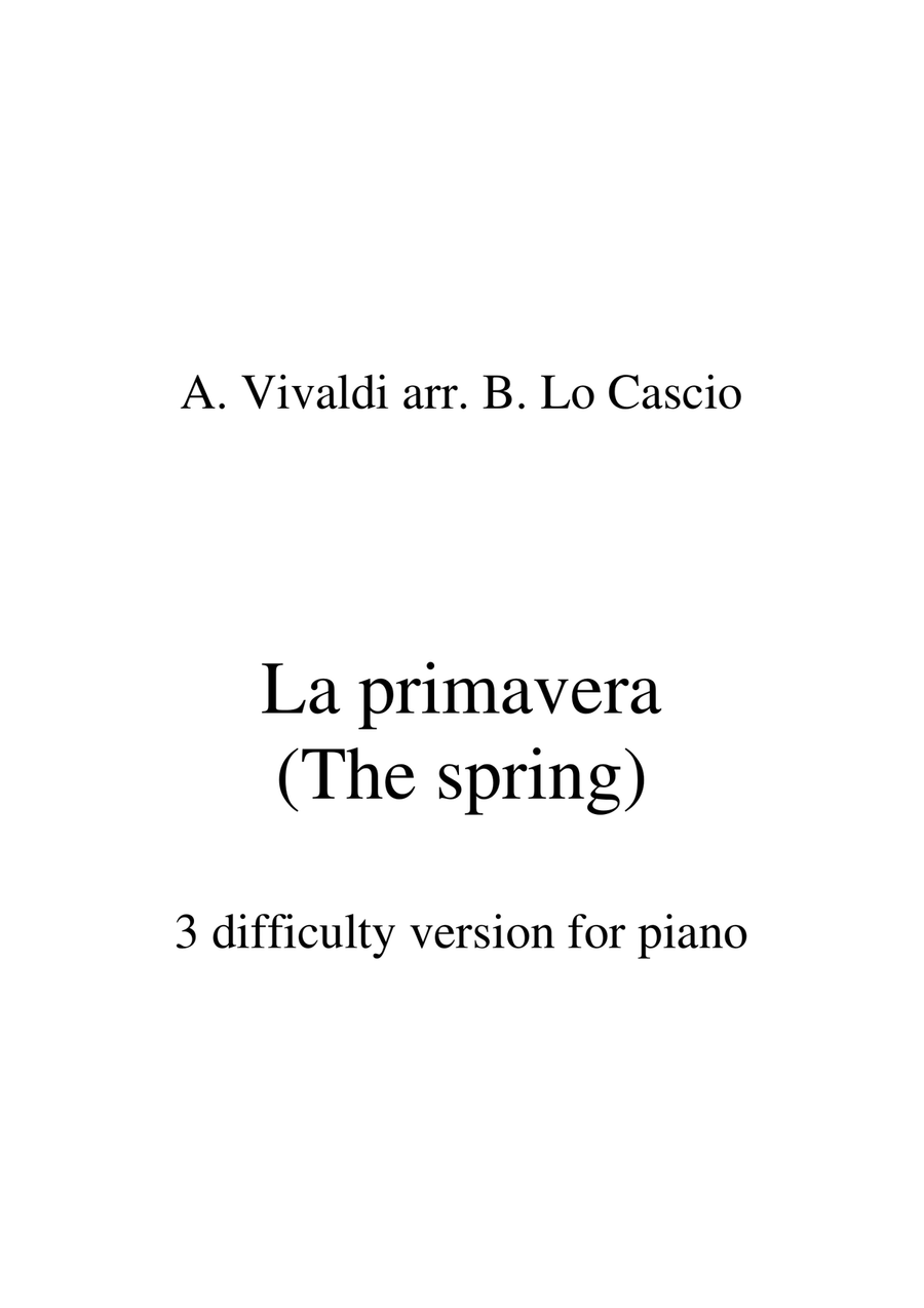 LA PRIMAVERA (The Spring) da LE QUATTRO STAGIONI (from The four seasons) 3 difficulty versions Piano Method scores gallery preview page 2
