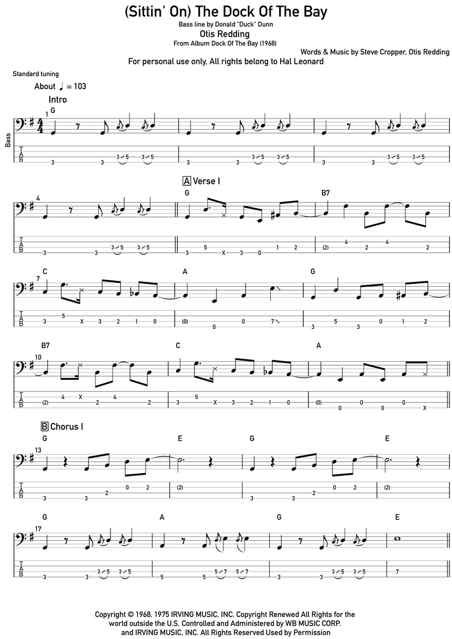 (Sittin' On) The Dock Of The Bay Acoustic Guitar scores gallery preview page 1