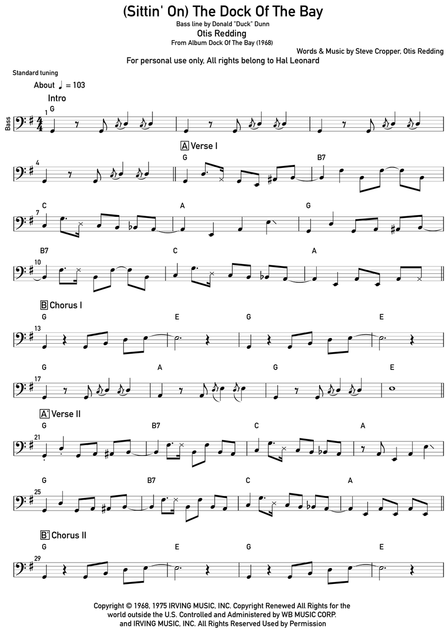 (Sittin' On) The Dock Of The Bay Acoustic Guitar scores gallery preview page 1