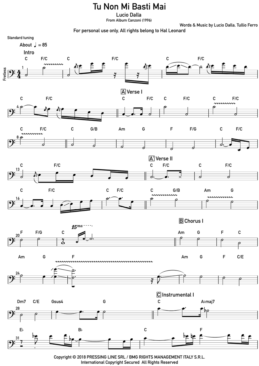 Tu Non Mi Basti Mai Acoustic Guitar scores gallery preview page 1