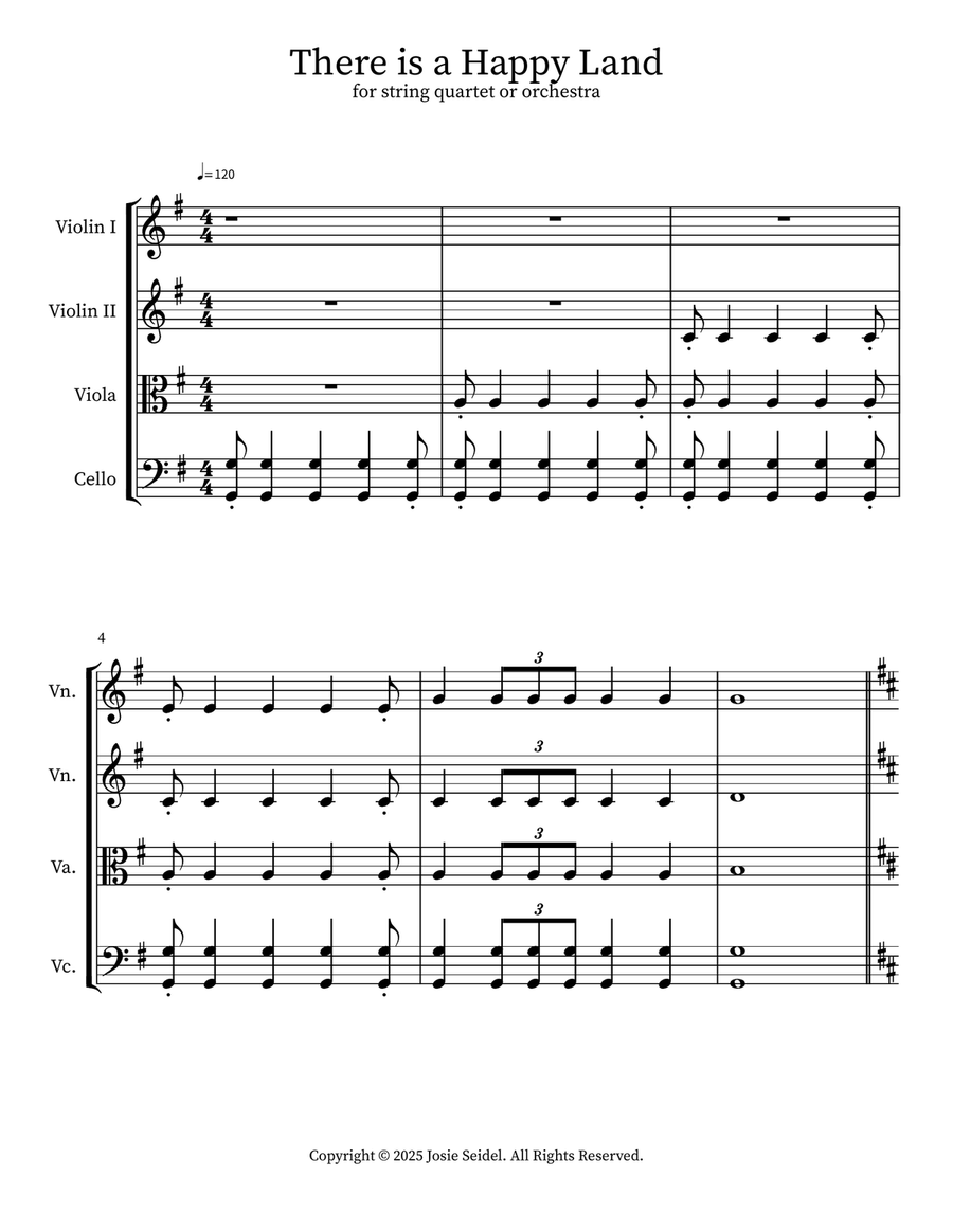 There is a Happy Land There is a Happy Land String Quartet scores gallery preview page 1
